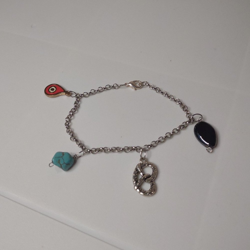 Weird Pretzel And Meat Charm Bracelet